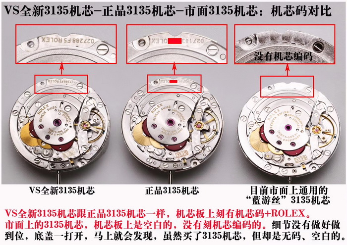 Comparison of VS Factory New Replicated Rolex 3135 Movement with Genuine Movement Evaluation 第6张