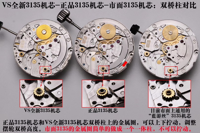 Comparison of VS Factory New Replicated Rolex 3135 Movement with Genuine Movement Evaluation 第9张