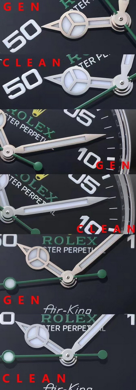 Comparison of Genuine and Replica CLEAN/C Factory Rolex Air-King 126900 第3张