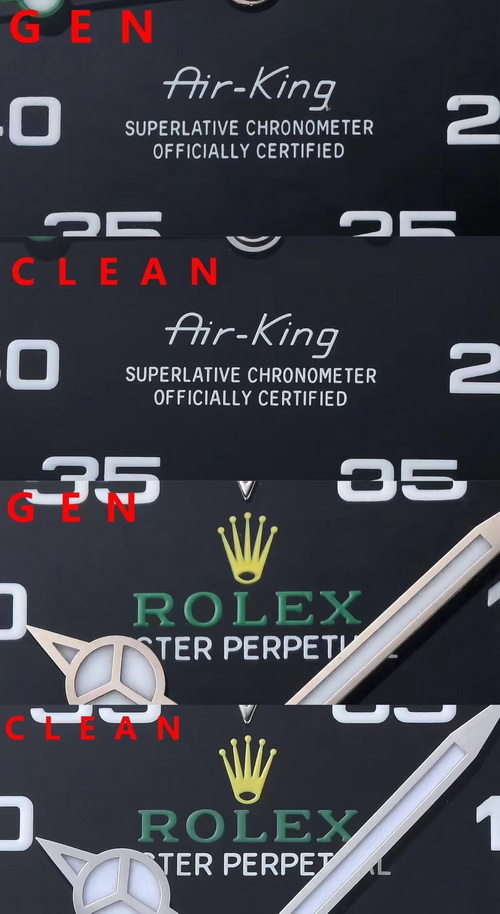 Comparison of Genuine and Replica CLEAN/C Factory Rolex Air-King 126900 第4张