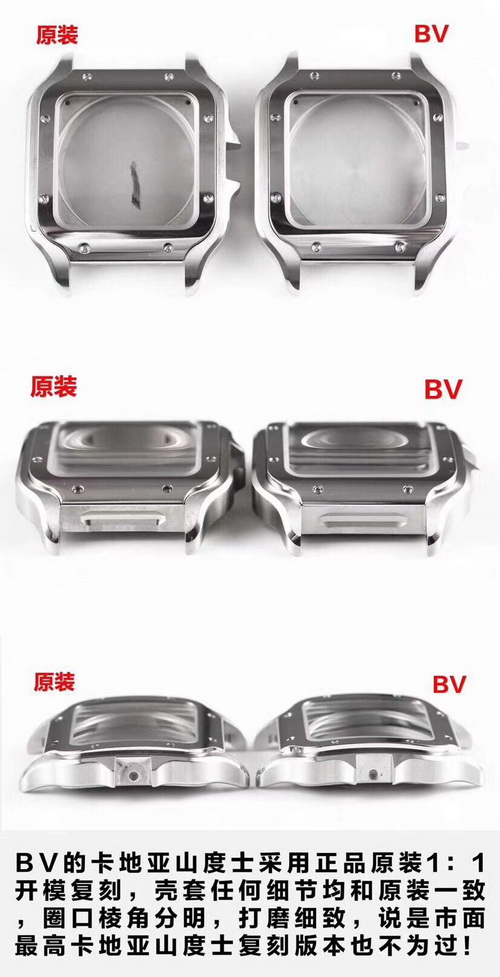 Comparison of Genuine and Replica SANTOS DE CARTIER WSSA0009 Watches by BV Factory 第3张