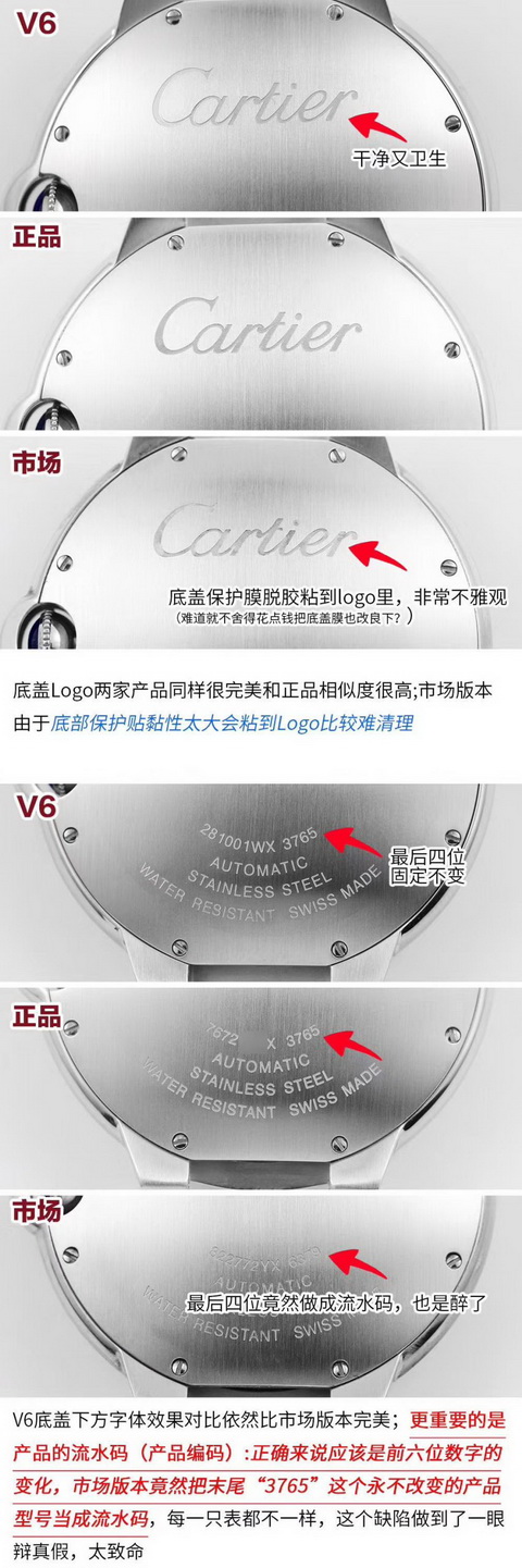 Comparison Review of V6 Factory BALLON BLEU DE CARTIER CLONE WATCH 42mm W69012Z4 第7张