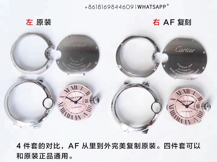 Comparison of Top Replica BALLON BLEU DE CARTIER 33mm with Genuine Product 第3张