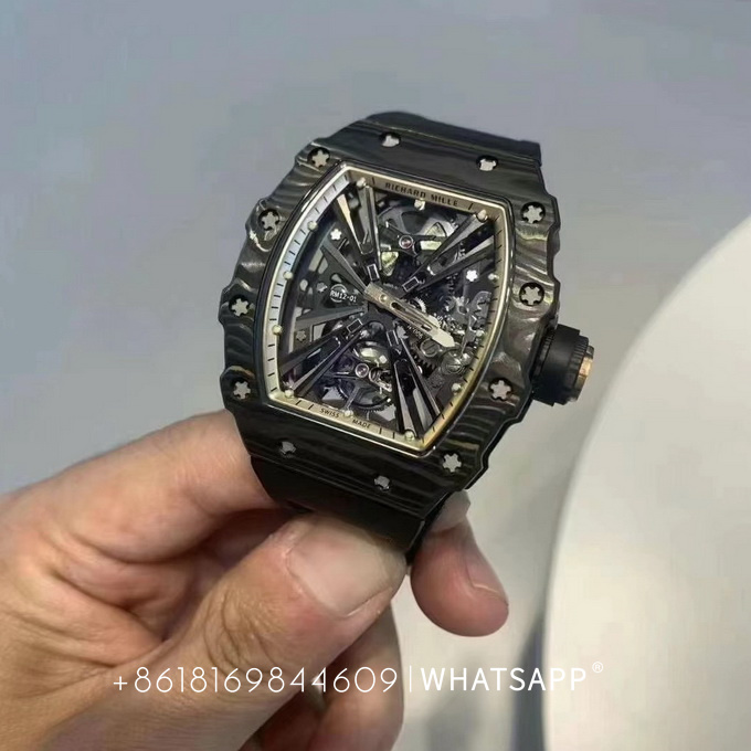 Richard Mille Carbon Fiber RM12-01 Tourbillon Replica Watch for Sale 第2张