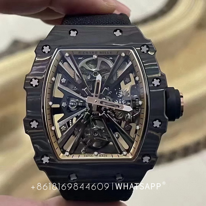 Richard Mille Carbon Fiber RM12-01 Tourbillon Replica Watch for Sale 第5张