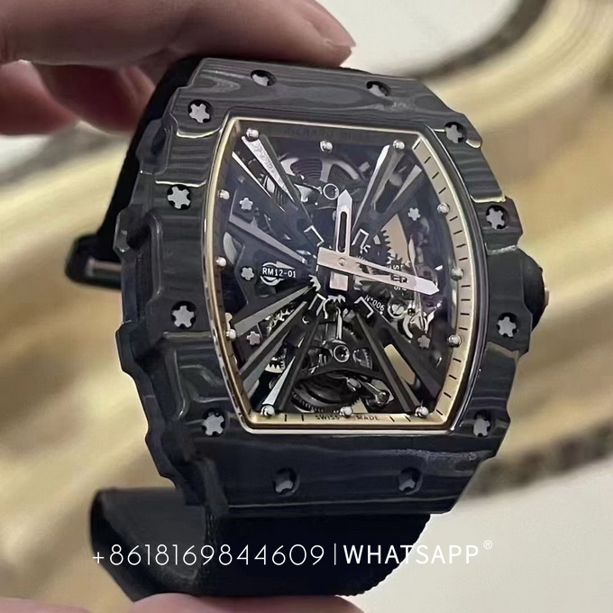 Richard Mille Carbon Fiber RM12-01 Tourbillon Replica Watch for Sale 第6张