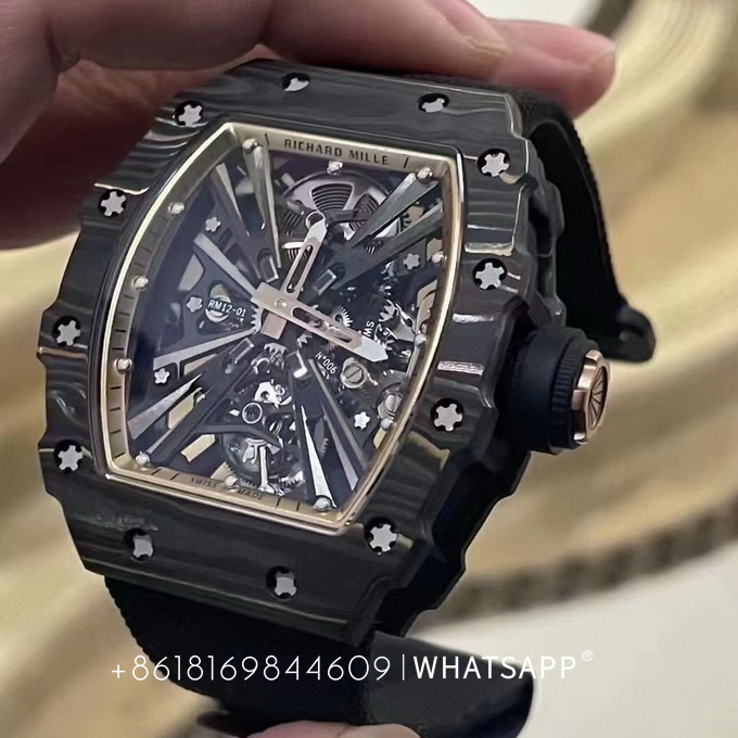 Richard Mille Carbon Fiber RM12-01 Tourbillon Replica Watch for Sale 第7张