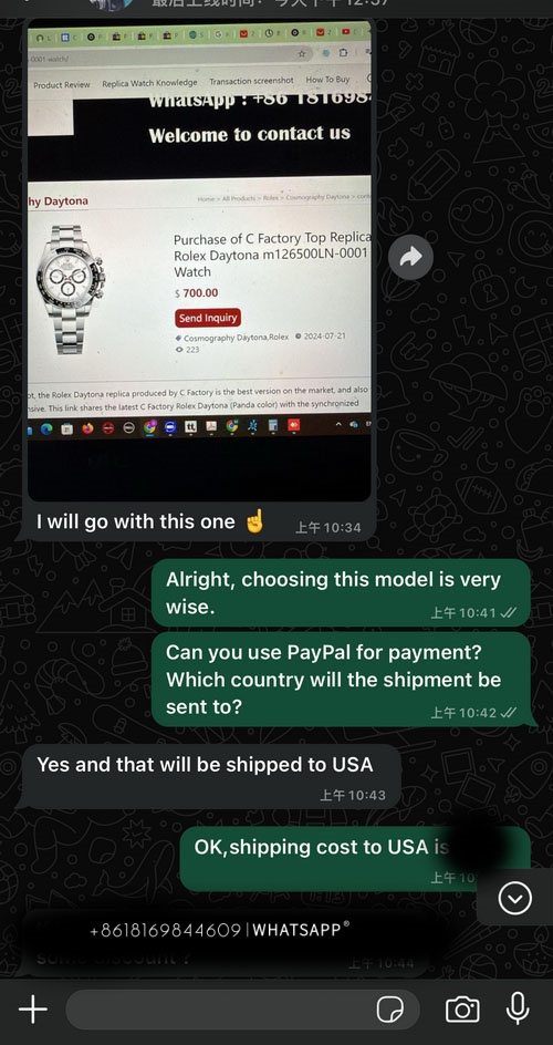 Below is a screenshot of the transaction for the Rolex Daytona purchased by an American buyer 第2张